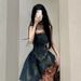 French Style Stunning Sweet And Spicy Girl Strapless Denim Dress For Women In Summer, High-End Feeling, Slim Waist,_ecoleips.com