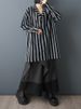 2026 Spring Summer New Oversized Vintage Stripe Dresses For Women Long Sleeve Loose Casual Mini Dress Fashion Elegant Clothing_ecoleips.com
