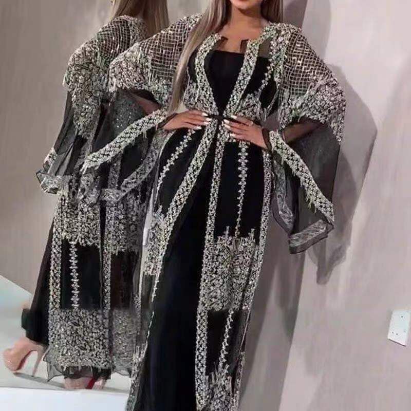Women's Clothing Sequined Sexy Long Skirt Shawl Banquet Evening Dress New_ecoleips.com