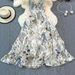 Women's Colorful Floral Print V Neck Dress Bohemian Style Summer Niche Suspender Dress_ecoleips.com