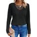 Autumn Wholesale Women's Long-Sleeved T-Shirts With Pure-Color Lace Trim And Round Neck_ecoleips.com