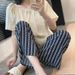 Women's Viscose Pajama Pant Internet Celebri Calf Length Trousers Wide Leg Pants Floral Print Loose Home Air Conditioning Pants_ecoleips.com