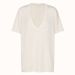 Deep V-Neck Design T-Shirt Style Top Summer Knitted Linen Bamboo Cotton Short Sleeved Loose Women_ecoleips.com
