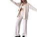 Women's Clothing Solid Color Design Button Fashion Casual Home Sweater Suit_ecoleips.com