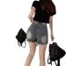 Raw Edge Denim For Women, Spring 2023 New Style, American Retro Hot Girl Loose Straight Shorts_ecoleips.com