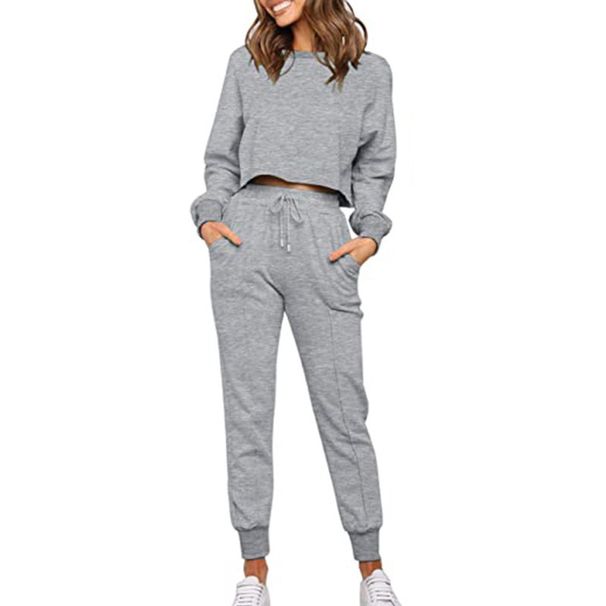 Women's Casual Fashion Solid Color Long Sleeved Sweatpants Autumn Winter Two Piece Sporty Set_ecoleips.com