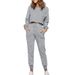 Women's Casual Fashion Solid Color Long Sleeved Sweatpants Autumn Winter Two Piece Sporty Set_ecoleips.com