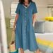 Women's Clothing Spring And Summer New New Solid Color Loose High Waist Cotton And Linen Dress_ecoleips.com