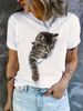 Casual White Round-neck T-shirt With Colorful Bear Desig Short Sleeves Women's FashionNiedliches_ecoleips.com