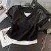 Women's Clothing Two Piece Top Temperament Suit V Neck T Shirt Female Summer Stylish Waist Slimming Two Piece Suit_ecoleips.com