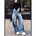 American Retro Two-way Straight-leg Jeans Women, New Trendy High-waisted Loose Slimming Wide-leg Pants For Fashionable_ecoleips.com