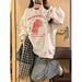 Round Neck Heavyweight American Style Fleece Lined Thickened Sweatshirt For Women, Autumn And Winter, Hong Kong Style Trendy Loose Loose Couple Outfit, Men's Long Sleeved Top_ecoleips.com