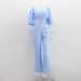 Women's European American Two Piece Suit Pure Cotton Wrinkled Cloth High Waist Wide Leg Pants Short Sleeved Top Solid Color Summer Casual_ecoleips.com