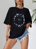 Women's Casual Black T-Shirt round Neck Short Sleeve Breathable Cotton Polyester Top with Loose Butterfly Print for Spring/Autumn Summer_ecoleips.com