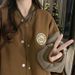 Women's Fleece Lined Lazy Baseball Jacket Autumn Winter Thick Casual Cardigan Sweatshirt Loose Retro Style Trendy Clothing_ecoleips.com