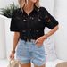 Women’s Lace Blouse – Short Sleeve Elegant Shirt (Black/White) | S-XXL | Office & Vacation_ecoleips.com