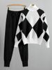 K Lazy Style High Neck Knitted Small Leg Pants Set, Age Reducing And Stylish Two-piece Set For Women_ecoleips.com