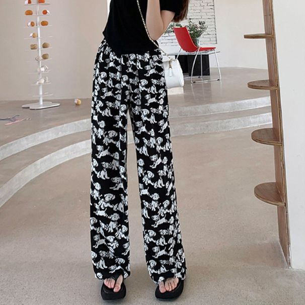 Summer Korean Style Digital Print Straight Leg Casual Pants Trendy Slimming Men's Wear for Couples 2026_ecoleips.com