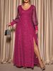 Elegant Plus Size Mesh Panel Evening Gown - Sparkling A-Line Party Dress For Women (0XL-5XL)_ecoleips.com