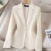 Women's Clothing Women's Off White Sophisticated Casual Blazer Korean Style Fitted Waist Blazer For Autumn For Formal & Casual_ecoleips.com