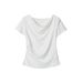 HeyHenry Women's Slim Fit Short Sleeve T-Shirt Dang Neckline Casual Solid Color Cropped Top for Fashionable Daily Wear_ecoleips.com
