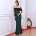 Spring New Elegant Off-Shoulder Green Sequined Mermaid Evening Gown For Women Banquet Dress_ecoleips.com