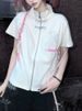Subculture Summer Loose Short Sleeve T-Shirts Female Fashion Casual Zipper New White Tees Women High Street Y2k Print Outfits_ecoleips.com