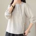 Artistic Retro Slant Placket Lace-Up Cotton Linen Shirt Women's Autumn Large Size Fat Girl Loose Slimming Design Sense L_ecoleips.com