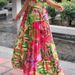 Women's Clothing Sleeveless Neckline Pleated Layered Stitching Print Dress_ecoleips.com
