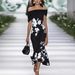 Women's Clothing Digital Printing Oblique Shoulder Short Sleeve Summer Dress_ecoleips.com