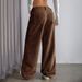 Voya Women's European American Corduroy Spring-summer Dark Brown Vertical Striped High-wide-leg Pants,loose And Skinny-fitting Casual Pants For Women
_ecoleips.com