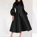 Women's Clothing Puff Sleeve Tie Up Large Skirt High Waist Elegant Bubble Sleeve Maxi Dress With Tie Waist | Flowy High-Low Hem Formal Gown_ecoleips.com