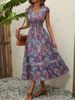 Elegant French Style Solid Color Cotton Maxi Dress Round Neck Short Sleeve Women's Spring Summer Resort Style Dress_ecoleips.com