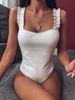 European And American Style One Piece Women's Bikini Solid Color Ruffled Shoulder Strap Sexy Swimsuit 2019_ecoleips.com