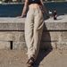 Suitable For All Seasons High-End Tencel Linen Solid Color Casual Long With Drawstring Waist Straight-Leg For Women Summer New Loose Versatile_ecoleips.com