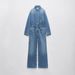 Women's Clothing Jumpsuit With Collar Women’s Denim Jumpsuit – Spring 2025 Casual Long Sleeve Romper With Button Details & Relaxed Fit (XS-L, Blue)_ecoleips.com