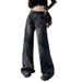 American Retro Wide-Leg Jeans For Women, Autumn New High-Waisted Loose Fit, Slimming Straight-Leg Draped Floor-Length_ecoleips.com