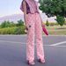 Women's Clothing Pink Heart Patterned Wide Leg Jeans Slim Fit European American Style_ecoleips.com