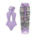 Women's Clothing Fashion One Piece 3D Floral Halter Neck Bikini, Sunscreen Beach Dress Hot Spring Swimsuit_ecoleips.com