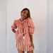Women's Clothing Fashion Shorts Suit Beach Leisure Tie Striped Short Sleeved Shorts Suit_ecoleips.com