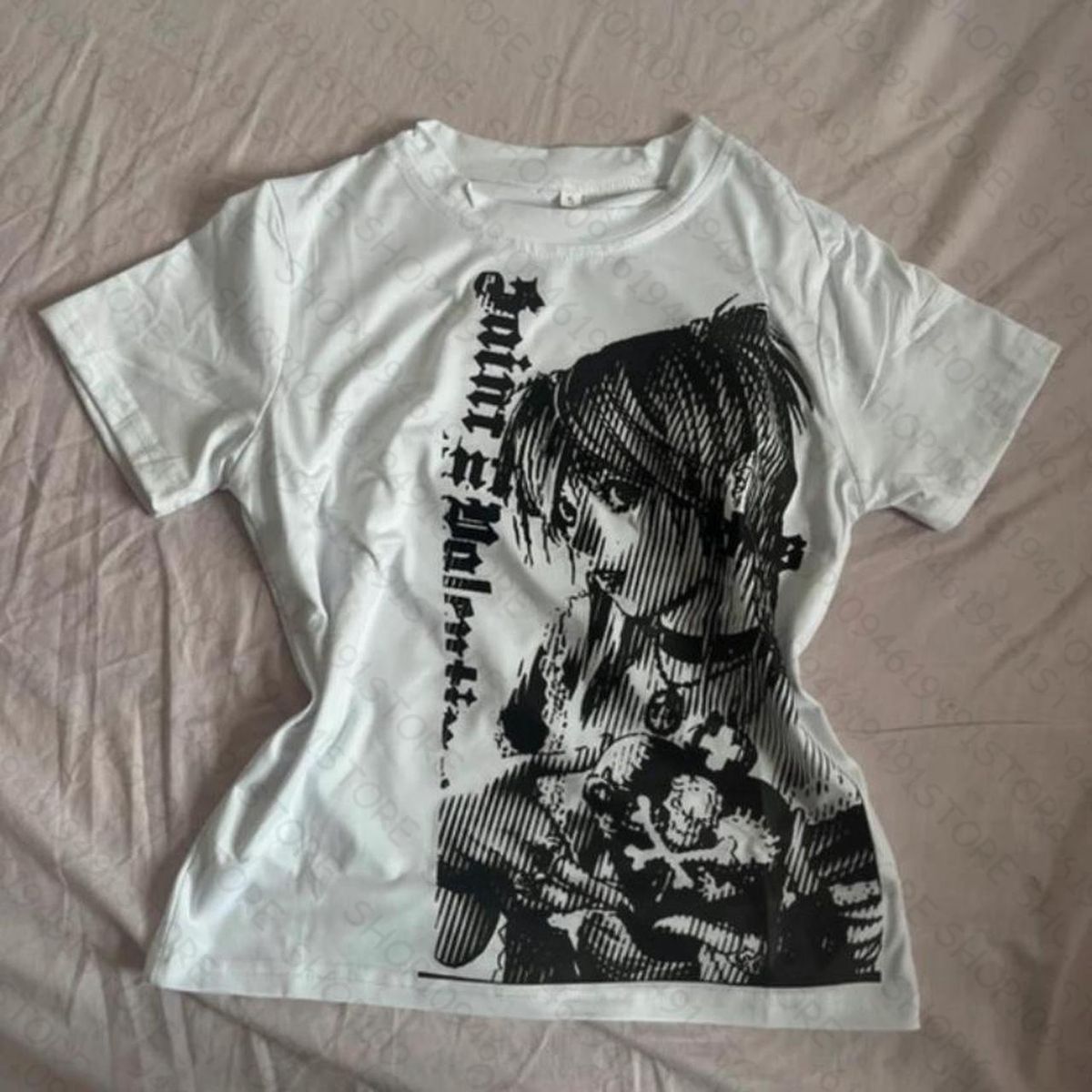 ropa De Mujer Y2k Anime Streetwear O-neck Text Print Tops Women Harajuku Clothes Vintage Crop Tee Aesthetic Casual T-shirt_ecoleips.com