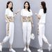 Fashion Sports Suit For Women Plus Size 2025 Summer New Stylish Loose Slimming Casual Short Sleeve Two-Piece Set_ecoleips.com
