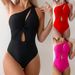 Women's Sexy One Shoulder Cutout Swimsuit Slim Fit Backless Bathing Suit For Beach Vacation Swimming_ecoleips.com
