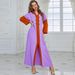 Purple And Orange Patchwork Hooded Handmade Rhinestone Robe Dress_ecoleips.com