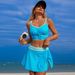 Women's Two Piece Swimsuit European American Style Solid Color Drawstring Sports Bikini Swimwear_ecoleips.com