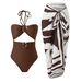 Women's Clothing Halter Neck Strapless Swimsuit Set Sexy Hollowed Out One Piece With High Waisted Printed Beach Skirt For Vacations And Hot Springs_ecoleips.com