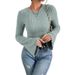 Women's Clothing Long Sleeve T-Shirt 8X4 Ribbed Brushed Round Neck Top American Style Fashionable Popula_ecoleips.com