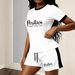 European American Style Summer Trendy Casual Short Sleeve Shirt And Shorts Two-Piece Set Unique Letter Print 8010 Design_ecoleips.com