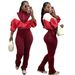 Women's Fashion Long Sleeved Loose Top With Slim Pencil Pants Splicing Color Casual Wear Two Piece Set_ecoleips.com