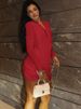 C25DS299 Women's Autumn And Winter New Sexy Solid Color Long Sleeve Deep V Neck Slim Fit Bodycon Dress_ecoleips.com